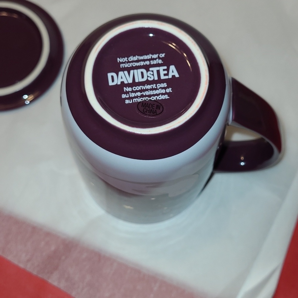 DAVID’S TEA Nordic Mug Purple Plum White Seal Gold Stars Design Winter Snow - Picture 5 of 8